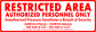 3x8 Restricted Area Sticker